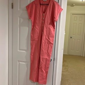 Bubblegum pink Madewell short-sleeve jumpsuit, size 6